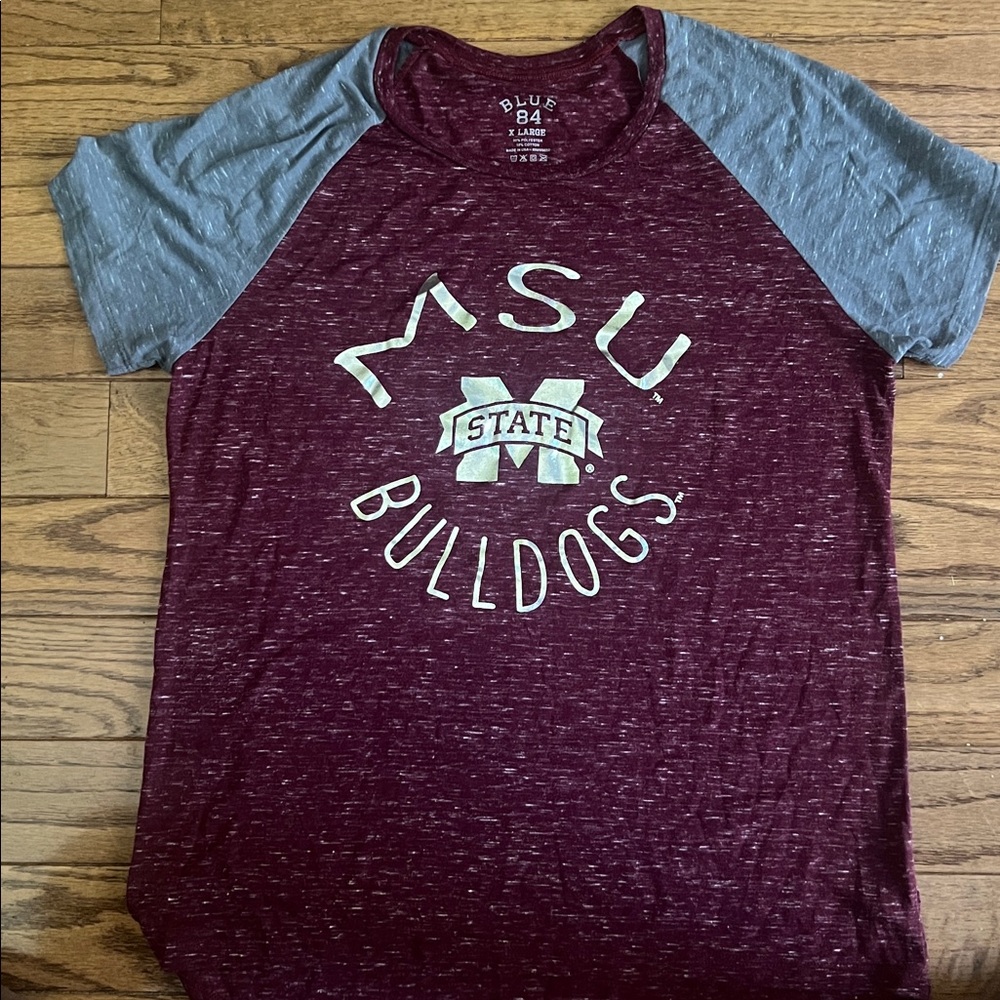 Blue 84 Maroon and Gray MSU Bulldogs Tee